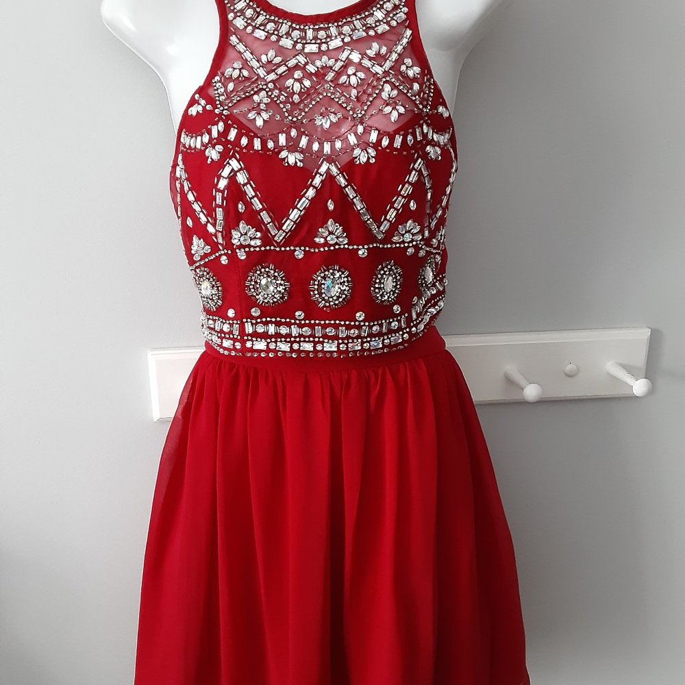 B.Darlin 2-piece gorgeous red, beaded top and layered skirt(BNWT)